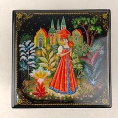 Шкатулка с росписью Палех "Аленький цветочек"