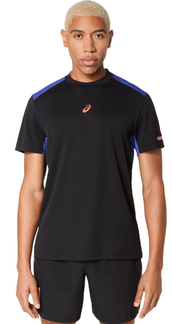 Мужская теннисная футболка Asics Padel Court Short Sleeve Top - performance black/dark cobalt