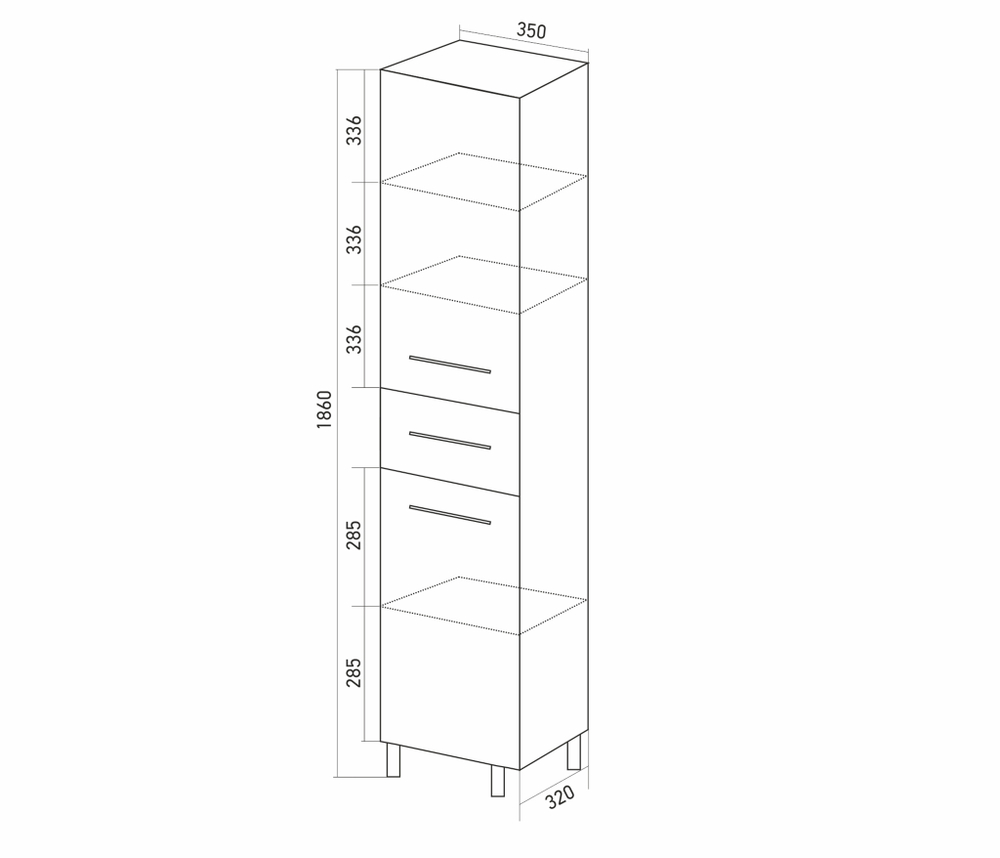 Пенал "ДИАМАНТ-35" левый  (350*1760*320) (ПВХ)