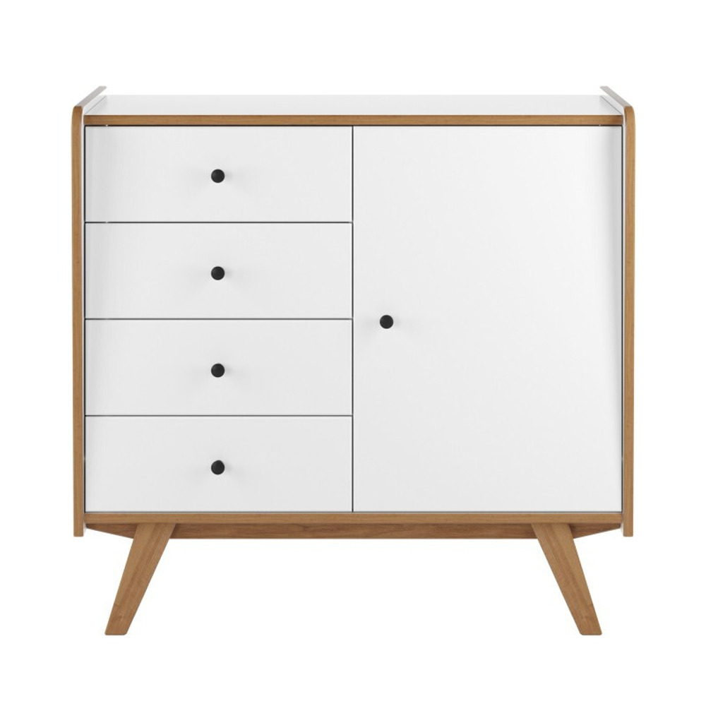 Тумба «Винтаж» 1 дверь 4 ящика белый лак/браун