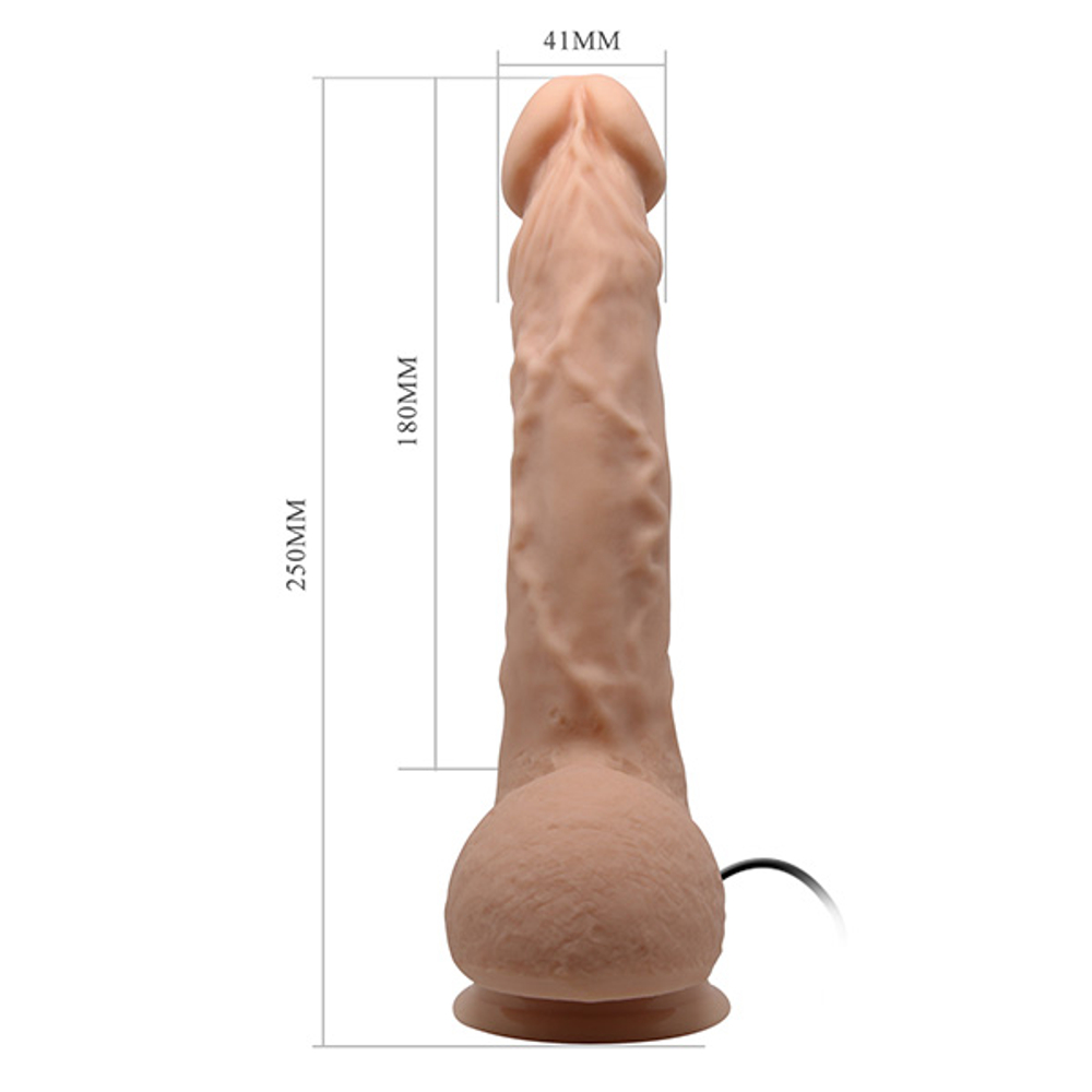 Телесный вибратор-реалистик 25см с большой мошонкой и пультом ДУ Baile Jason BW-008041Z