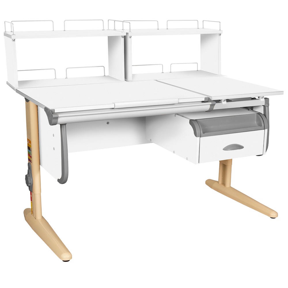 Растущая парта СУТ 25 с задними полками СУТ.15.240 и навесной тумбой (1200×880 мм)