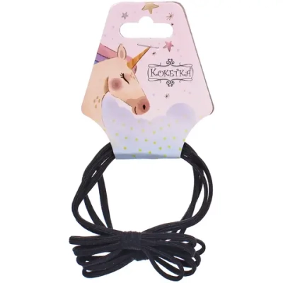 Резинки для волос 2шт «МАРЦИПАН ФЛО», цвет черный, d-5,5см (подвес кокетка Единорог)