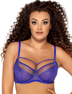 Темно-синий бюстгальтер на косточках plus size с декоративными бретелями (Размер: 80K) (Цвет: темно-синий)