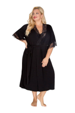 Пеньюар из вискозы с короткими рукавами (Размер: 4X) (Цвет: черный)