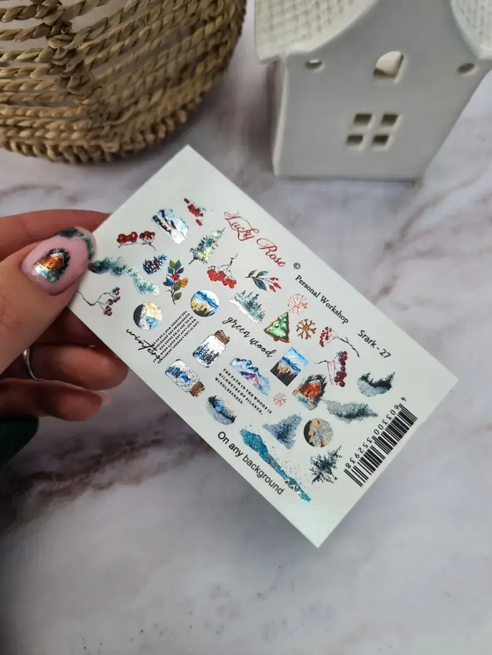 Lucky Rose Слайдеры наклейки для длинных ногтей 027