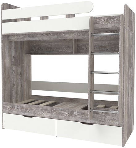 Двухъярусная кровать КарИВи Юниор 5 80х190 Бетон Белый
