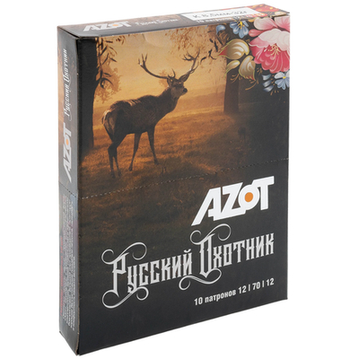 Патрон 12/70 Aзот картечь 8,5 32г Русский Охотник., коробка 25 шт.