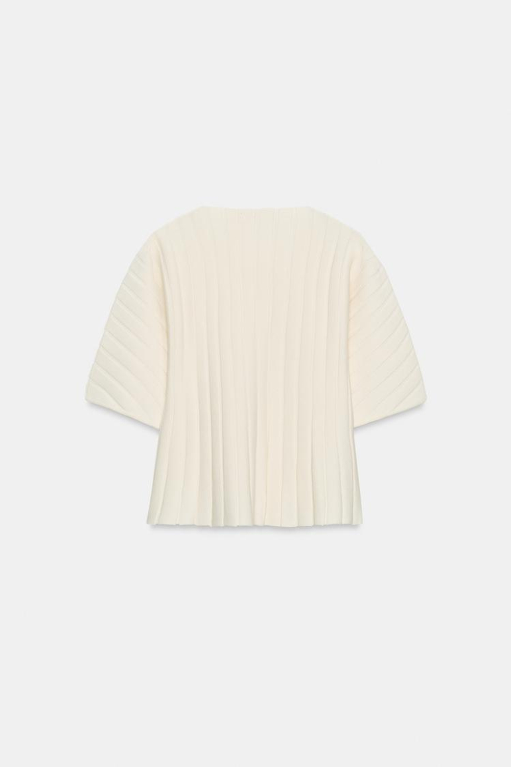 ZARA ТОП В РУБЧИК С ОБЪЕМНЫМИ РУКАВАМИ, ЭКРЮ