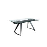 Прямоугольный раздвижной обеденный стол 1150 из стекла и черной стали
