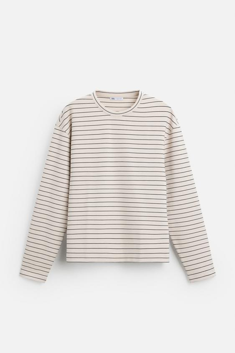 ZARA ЖАККАРДОВАЯ ФУТБОЛКА В ПОЛОСКУ, ЭКРЮ