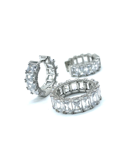 Серьги конго с прямоугольными фианитами