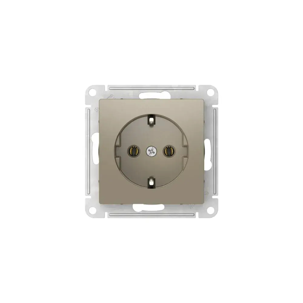 Atlas Design розетка с заземлением без шторок, 16А, мех., быстрозажим. клем., шампань