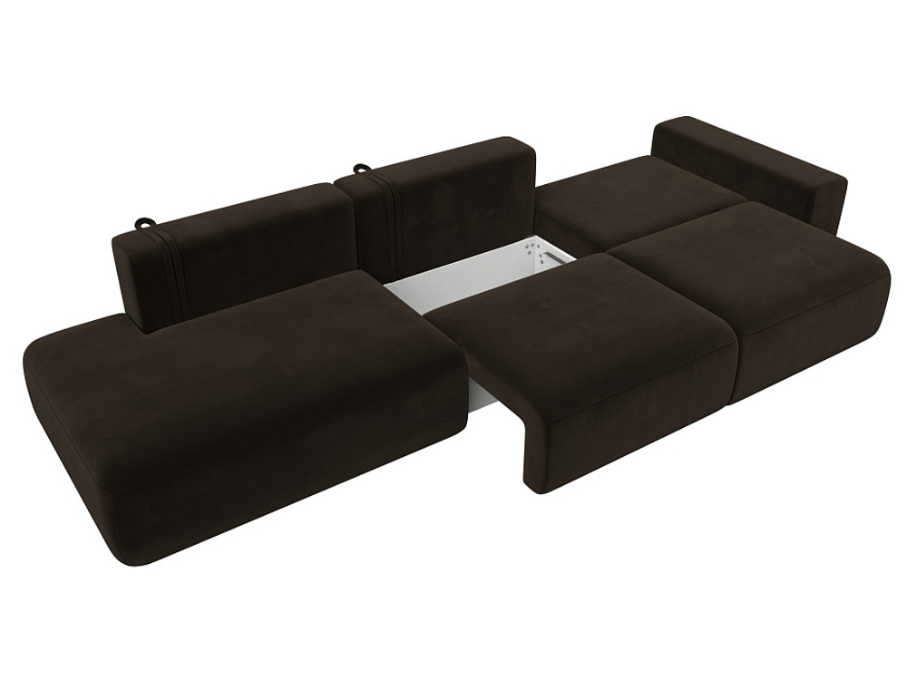 Диван прямой Лига-036 НПБ Модерн Лонг подлокотник справа МИКРОВЕЛЬВЕТ Коричневый