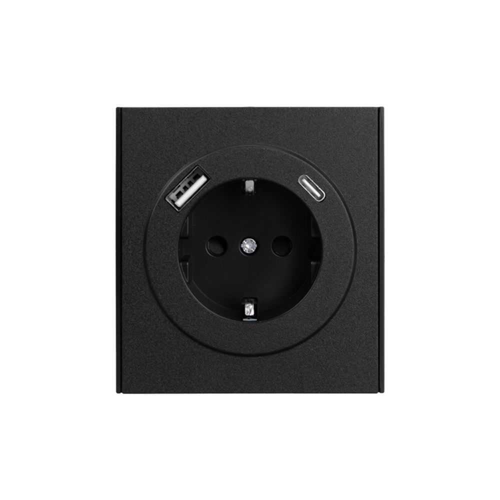 Розетка STRONG 1-ая с/з с/у з/ш 16А с USB A+C быстрой зарядки 5В/3А антрацит KRANZ