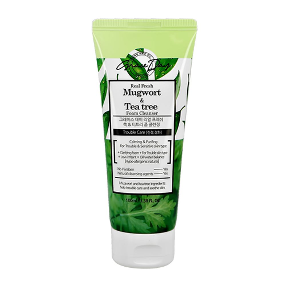 Пенка для умывания с экстрактами полыни и чайного дерева GRACE DAY Real Fresh Mugwort&amp;Tea Tree Foam Cleanser 100 мл