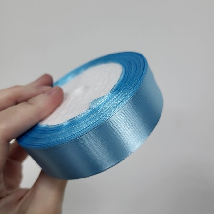 Лента атласная 25 мм Голубая, 23 м