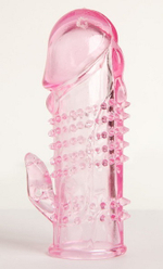 Розовая  гелевая насадка с клиторальным отростком