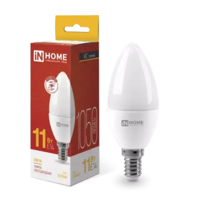 Лампа светодиодная LED-СВЕЧА-VC 11Вт 230В Е14 3000К ТЕПЛЫЙ 1050Лм IN HOME