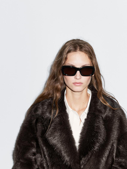 Massimo Dutti Длинная шуба из тосканской кожи, коричневый