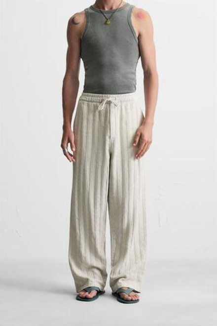 ZARA ЖАККАРДОВЫЕ БРЮКИ RELAXED FIT, ЦВЕТ ЛЬДА