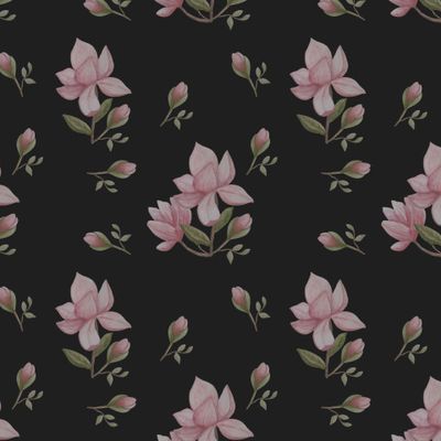 Магнолии на чёрном фоне