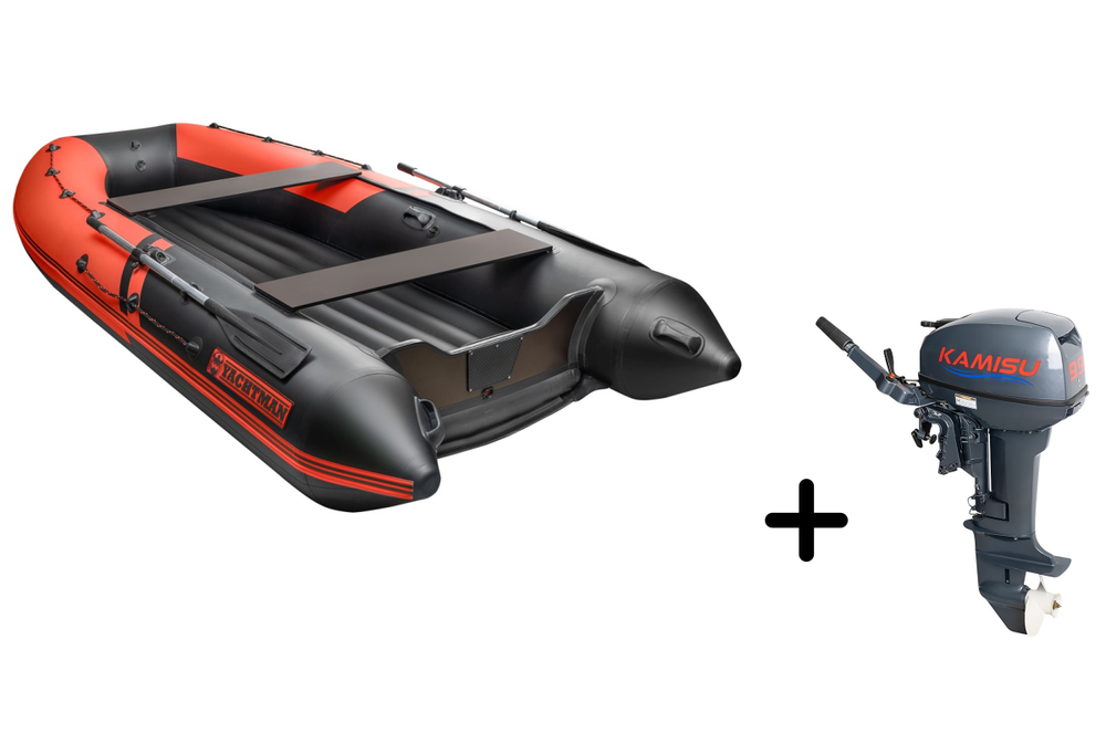YACHTMAN-360 НДНД красный-черный + KAMISU T 9.9 BMS (комплект лодка + мотор)