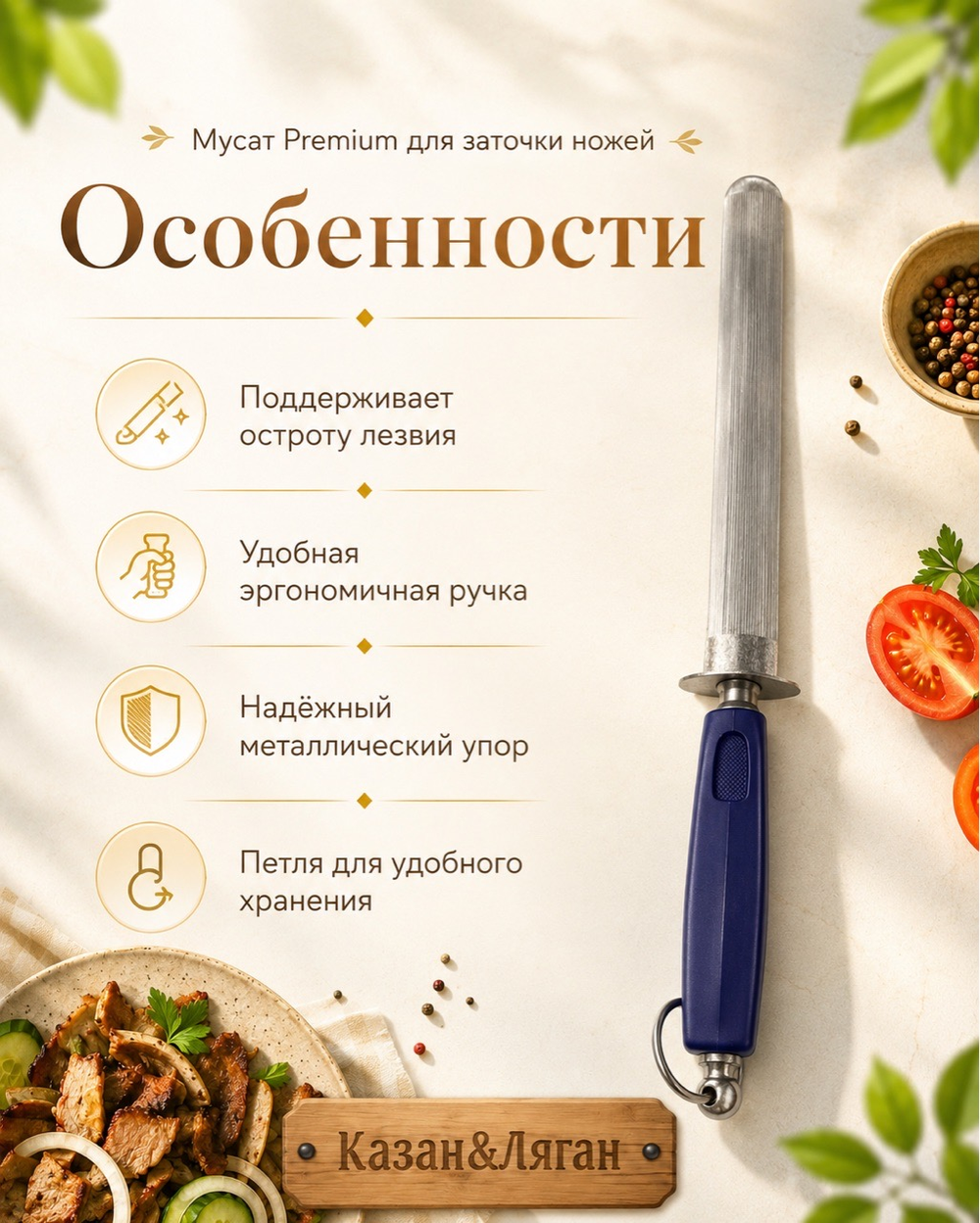 Мусат широкий пласт. ручка Premium