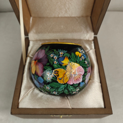 Вазочка с ручной росписью Палех "Анютины глазки"