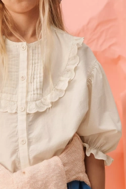 ZARA РУБАШКА С ВОЛАНАМИ И ЦВЕТОЧНОЙ ВЫШИВКОЙ — LIMITED EDITION, ЭКРЮ