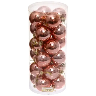 Новогодние шары 5 см (набор 24 шт) «Глянец», розовое золото