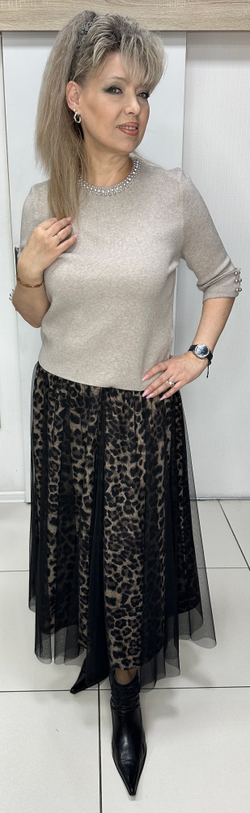 Двойная юбка с леопардовым принтом