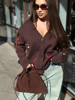 Кардиган Sora 80824 удлиненный на пуговицах с принтом таксы