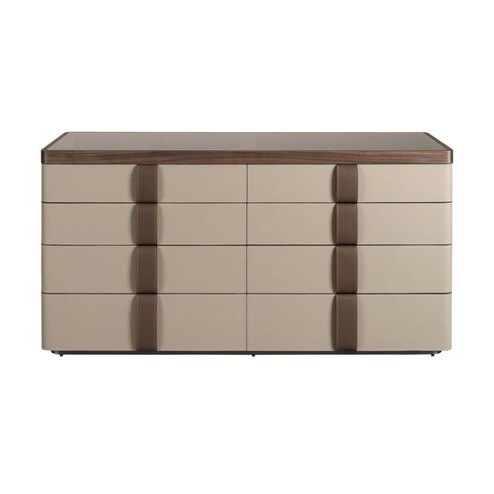 Комод 7203 из кожи, ореха и полированной стали