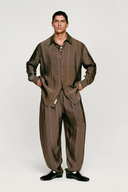 ZARA X WILLY CHAVARRIA ЖАККАРДОВЫЕ БРЮКИ, СЕРО-ЗЕЛЕНЫЙ