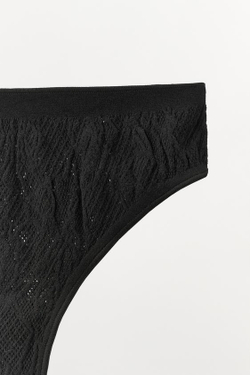 ZARA БЕСШОВНЫЕ ТРУСЫ С КРУЖЕВОМ, ЧЕРНЫЙ