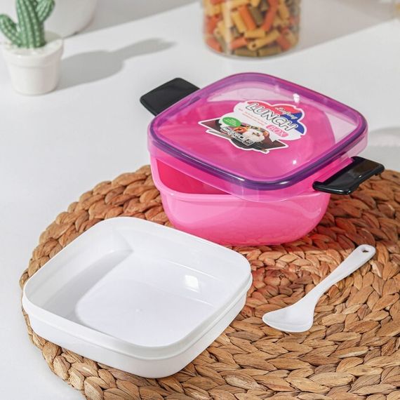 Yemək qabı \ Ланч-бокс Контейнер пластиковый пищевой «Уют», с крышкой, приборами и вкладышем, цвет МИКС