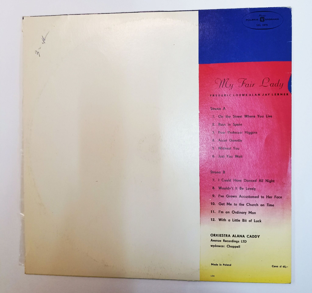 Винтажная виниловая пластинка LP Alan Caddy Orchestra My Fair Lady (Польша 1973)