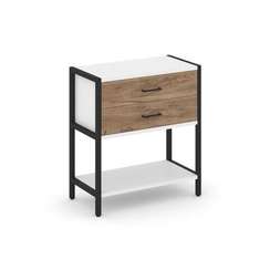 Shelf System Односекционный стеллаж двухярусный с ящиками SN.STM-212 Белый/Дуб Табак/Металл Черный 8