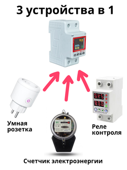 Умное реле Tuya Wi-Fi 63А на Din рейку с Алисой автомат с диспелем