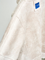 Шуба женская из шерсти мериноса чебурашка тедди, белая, SilverFox