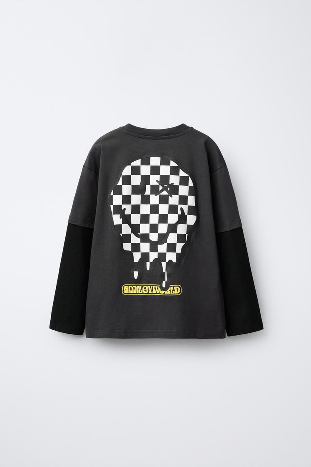 ZARA ФУТБОЛКА С ПРИНТОМ SMILEYWORLD ®, ТЕМНЫЙ АНТРАЦИТ