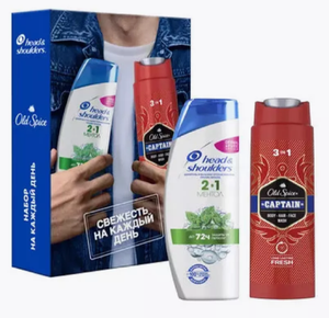 Подарочный Набор HEAD & SHOULDERS ШАМПУНЬ 2В1 МЕНТОЛ 200МЛ + OS ГЕЛЬ Д/ДУША + ШАМП 2В1 CAPTAIN 250МЛ