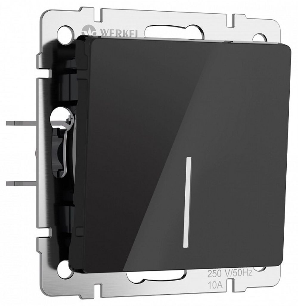Выключатель одноклавишный с подсветкой без рамки Werkel черный акрил W1110148