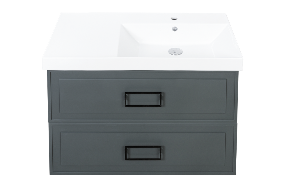 Тумба с раковиной La Fenice Cubo Grigio Twin 90 см FNC-01-CUB-G-90-2 правая, серо-зеленая матовая