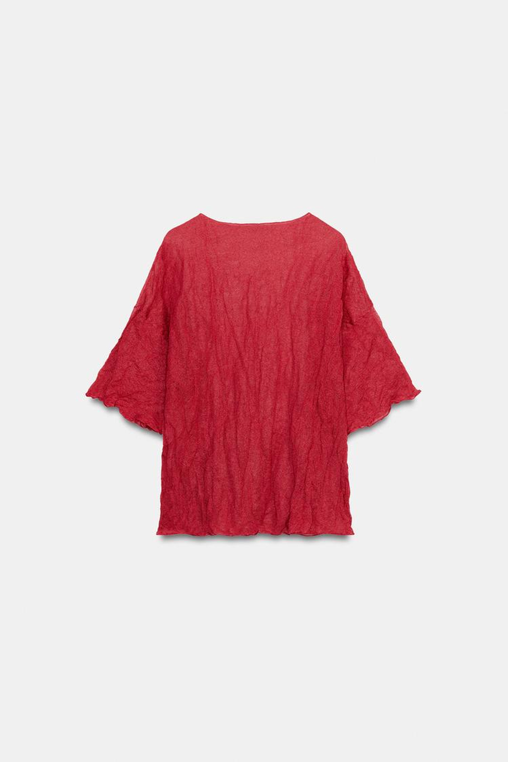 ZARA ТОП ИЗ ЖАТОГО ТРИКОТАЖА, МЯГКИЙ КРАСНЫЙ