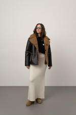 Чёрно-коричневая двусторонняя шуба-дублёнка