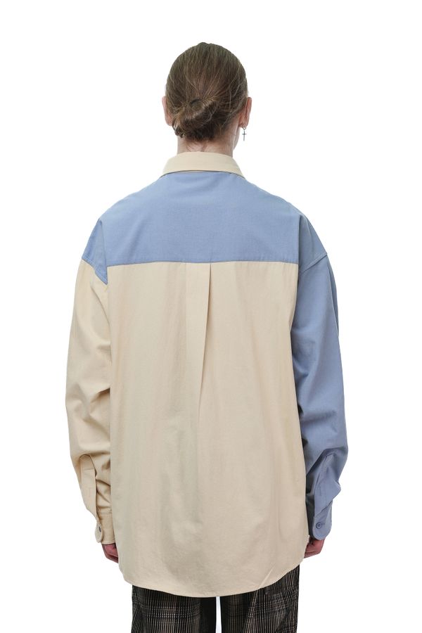 Сорочка Puff песочный/пыльно-синий - фото 3