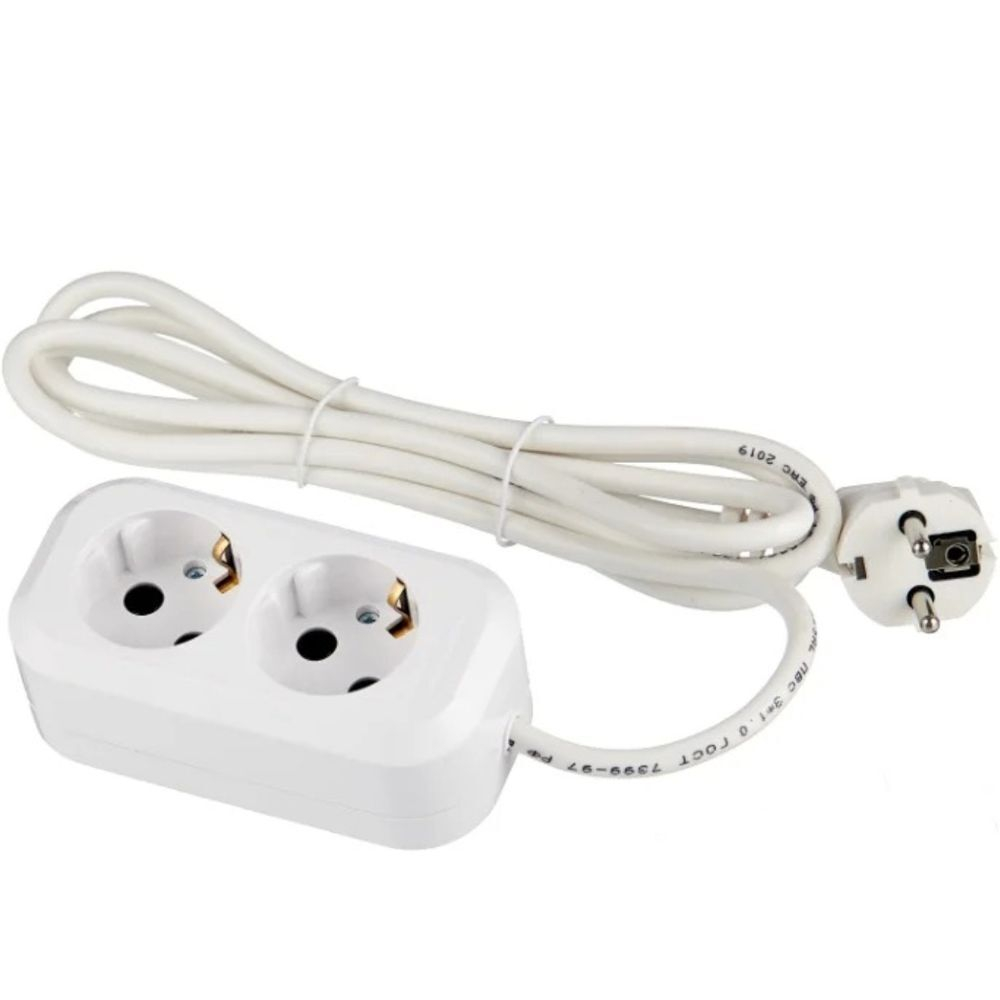 Удлинитель бытовой 2 гн, 5 м, ПВС, 3х1 мм2, с/з, UNIVersal, Е-302, 9631974