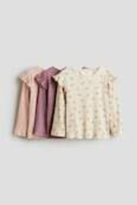 H&M Набор из трех хлопковых футболок с длинным рукавом, разноцветный